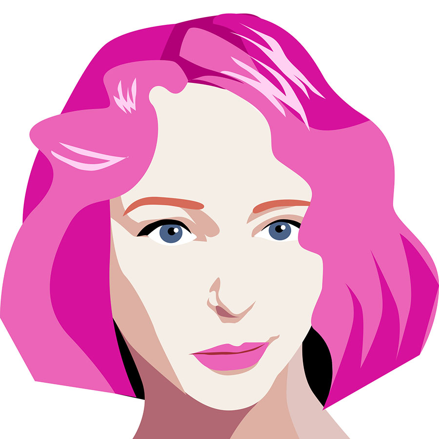 illustration of a redhaired, blue eyed woman